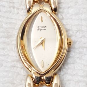 Citizen Elegance Women’s Gold Tone Vintage Quartz Watch Marquise Shape Crystal